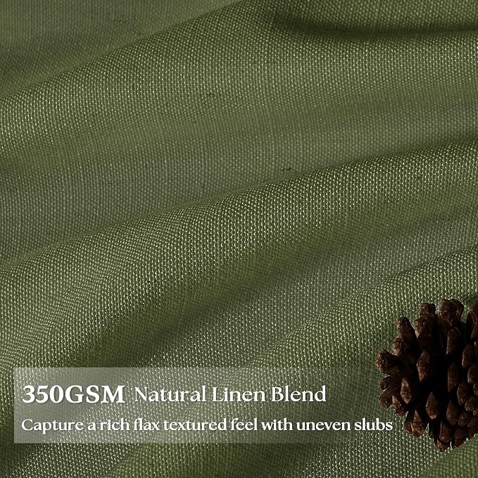 Olive Green Linen Curtains 108 Inches Long Living Room 2 Panels Set Modern Aesthetic Pinch Pleated Light Filtering Semi Sheer Ceiling Floor Track Curtains with Hooks Rings Drapes for Bedroom Window