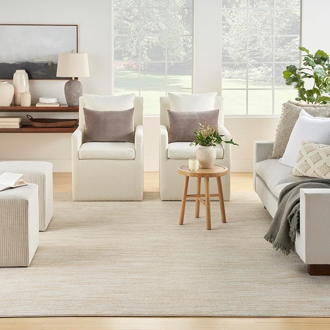 Nourison Home Nourison Essentials Ivory Gold 9' x 12' Area Rug - Easy Clean, Non Shedding, Bed Room, Living Room, Dining Room, Kitchen (9' x 12')