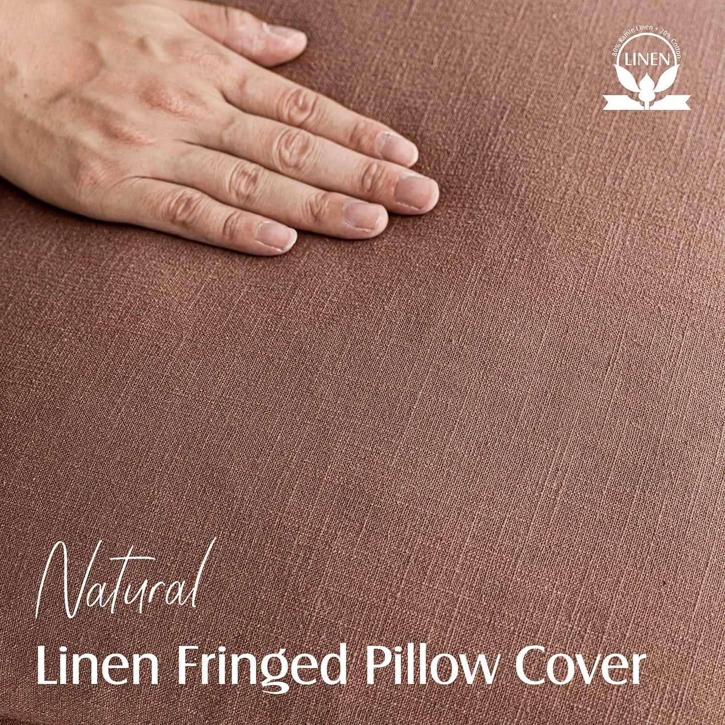 Foindtower Set of 2 Decorative Linen Fringe Throw Pillow Covers Cozy Boho Farmhouse Cushion Cover with Tassels Soft Accent Pillowcase for Couch Chair Sofa Bed Living Home Decor,18×18 Inch,Rust