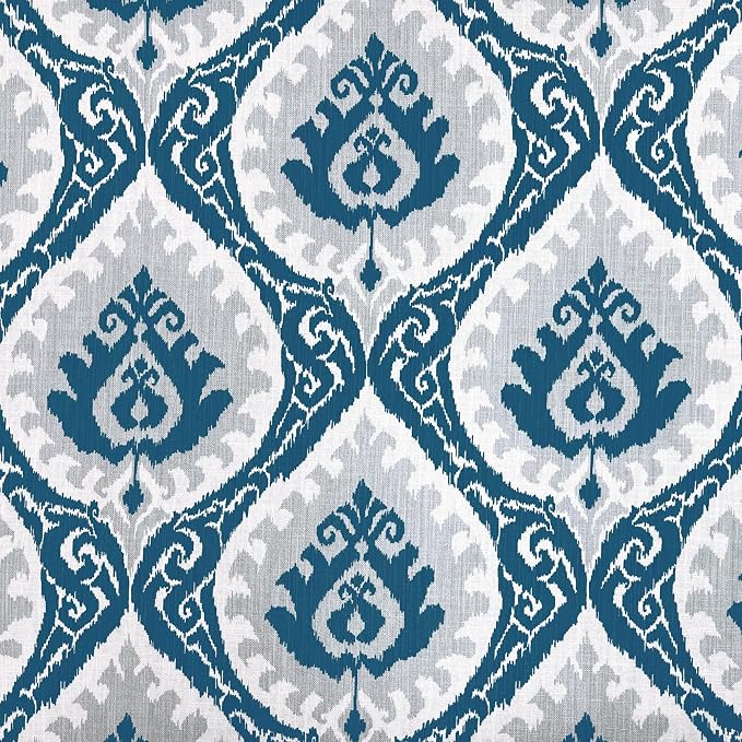 HomePop 22" Modern Rectangular Storage Ottoman - Blue Ikat Medallion Print