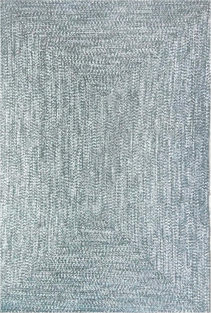 Superior Large Indoor/Outdoor Area Rug, Multi-Tone Reversible Braided Floor Decor for Patio, Front Porch, Entryway, Living Room, Office, Nursery, Artistic Home, 4' x 6', Lagoon Breeze-White
