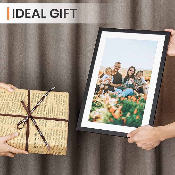 upsimples 11x17 Picture Frame, Display Pictures 9x15 with Mat or 11 x 17 Without, Wall Hanging Poster Frames, Black, 1 Pack