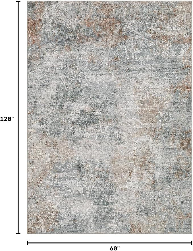 Tortania Area Rug Living Room Rugs - 5x8 Washable Large Soft Neutral Boho Moroccan Bohemian Farmhouse Rug Indoor Floor Carpet for Bedroom Under Dining Table Home Office Decor - Grey Brown