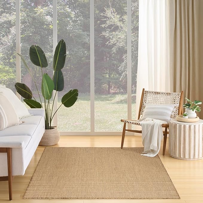 Nourison Home Courtyard Jute 4' x 6' Area Rug - Easy Clean, Non Shedding, Bed Room, Living Room, Dining Room, Kitchen (4' x 6')