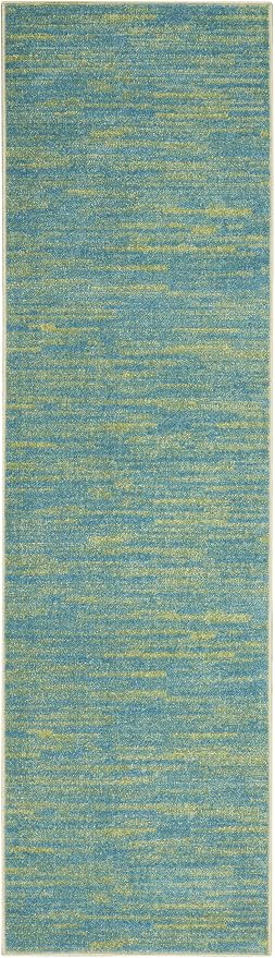 Nourison Home Nourison Essentials Blue Green 2'2" x 20' Area Rug - Easy Clean, Non Shedding, Bed Room, Living Room, Dining Room, Kitchen (20' Runner)