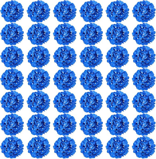 Auihiay 64PCS Royal Blue Hydrangea Artificial Flowers, Silk Hydrangea Heads with Stems, Fake Flowers for DIY Wedding Centerpiece, Home, Party, Baby Shower, Garden Decoration