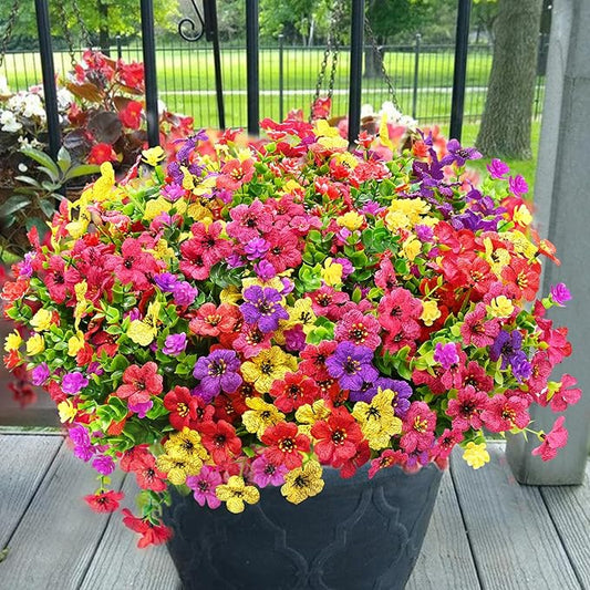 Yastouay Artificial Flowers for Outdoors, 22 Bundles UV Resistant Artificial Outdoor Flowers, Realistic Fake Outdoor Flowers Plant Faux Flowers for Outdoor Planters Front Porch Patio Window Box