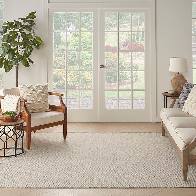 Nourison Home Courtyard Ivory Silver 10' x Square Area Rug - Easy Clean, Non Shedding, Bed Room, Living Room, Dining Room, Kitchen (10' x Square)