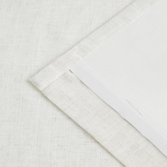 Vision Home Natural Pinch Pleated Light Filtering Window Curtain Panels with Microfiber Liner 72 inch Linen Blended Textured Privacy Drapes for Living Room Bedroom Back Tabs with Hooks 40" Wx72 Lx2