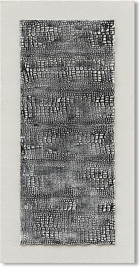 NANKAI Art Hand-Painted Crocodile Skin Texture Art Oil Painting, Black and White Abstract Wall Decoration Art Suitable for Home and Office Wall Decoration. 48x24 inches