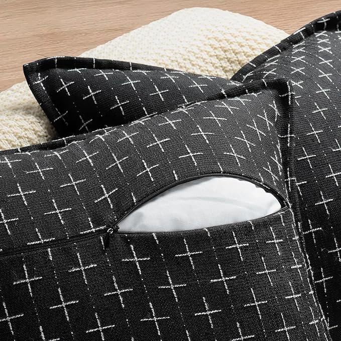 ZWJD Fall Pillow Covers 20x20 Set of 2 Soft Fall Decor Polyester Textured Pillow Covers with Stylish Flange Edge Cozy Farmhouse Throw Pillows for Couch Bed Sofa Living Room