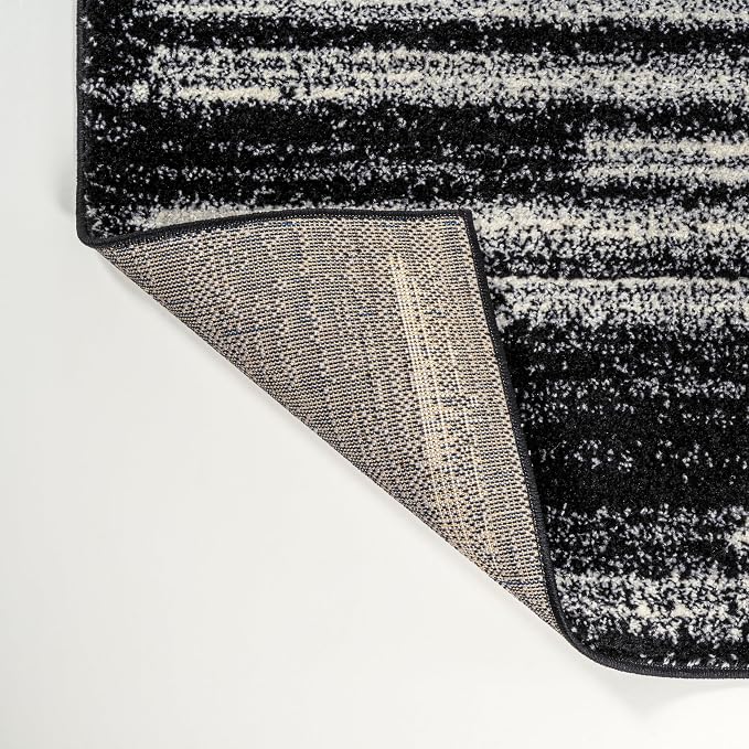 JONATHAN Y Khalil Modern Berber Stripe Black/Cream Indoor Area Rug, 5x8, Contemporary, Bohemian, Easy-Cleaning for Living Room, Bedroom, Kitchen, Pet Friendly, Non-Shedding (MOH207F-5)