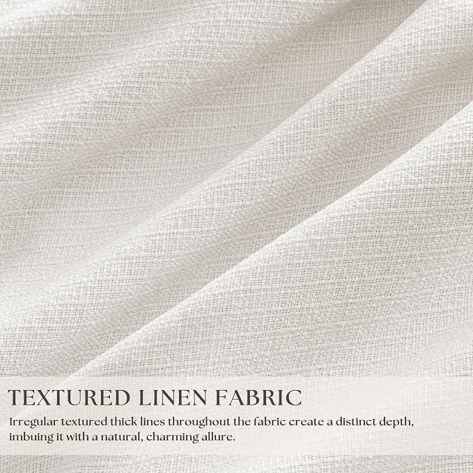 80 Inch Pinch Pleated Blackout Linen Curtains for Bedroom 2 Panels Memory Trained 100% Black Out Soundproof Living Room Darkening Window Curtains Double Layer Pinch Pleat Drapes Cream Ivory White