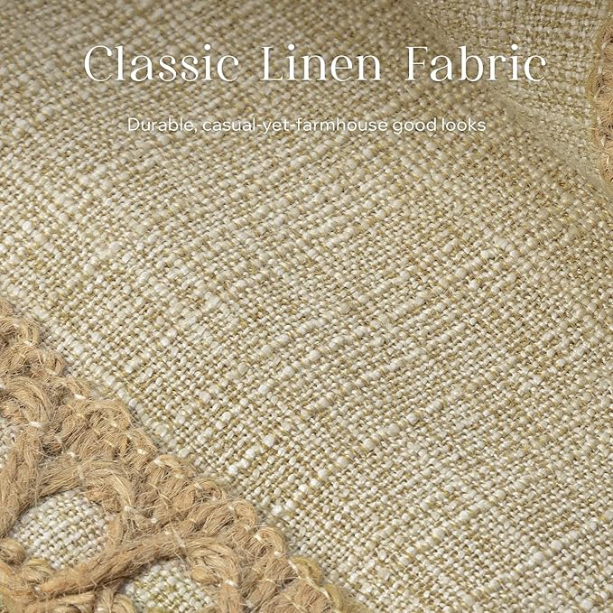 Phantoscope Pack of 2 Farmhouse Decorative Solid Throw Decorative Pillow Cover Burlap Linen Trimmed Tailored Edges, Oatmeal 12 x 20 inches 30 x 50 cm