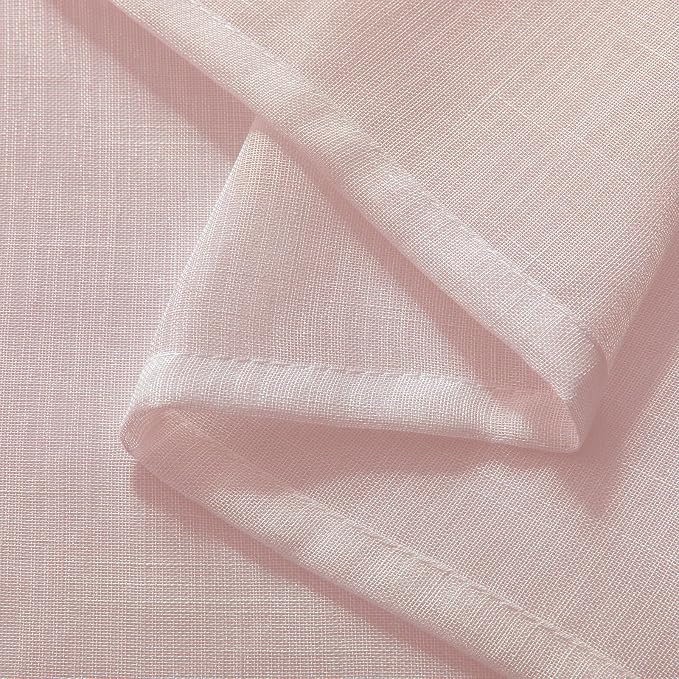 Joydeco Sheer Curtains 84 Inches Long, Beige Curtains for Living Room 2 Panels Set, Window Curtains Privacy Assured with Light Filtering(W52 x L84 Inch,Tapioca)