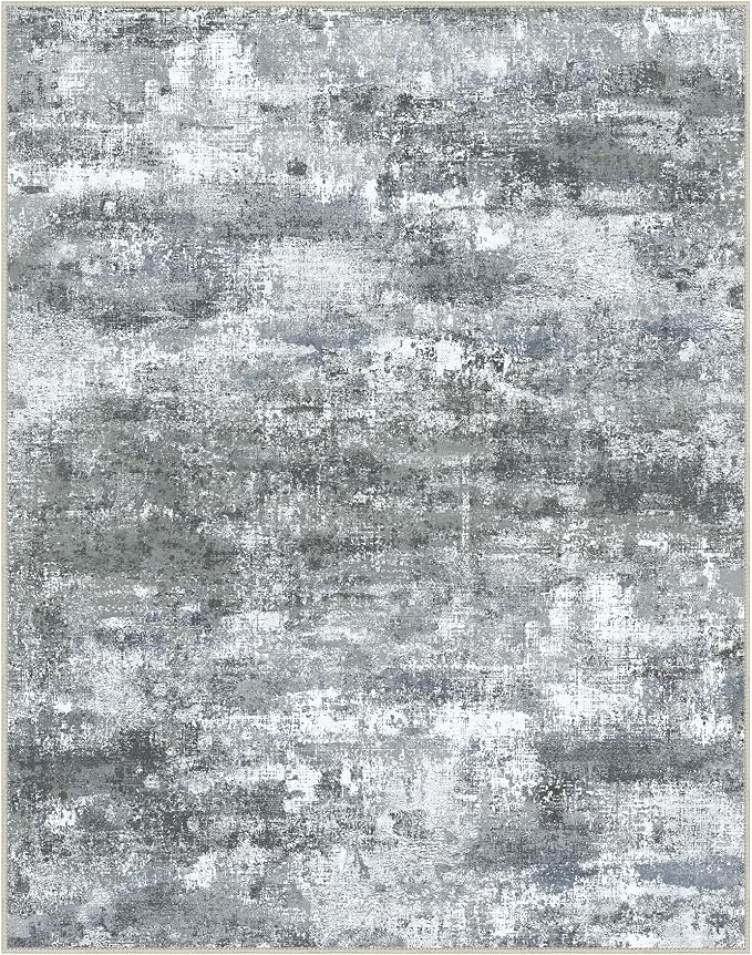 BEIMO Area Rugs 8x10 for Living Room Bedroom, Modern Abstract Machine Washable Rug, Large Soft Low Pile Floor Carpet with Non Slip Backing for Dining Room, Silver Grey