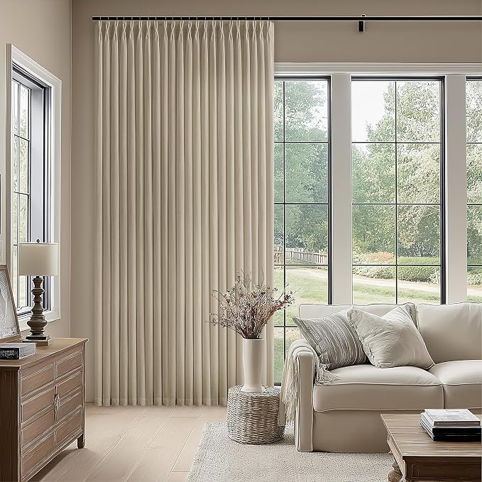 Semi Sheer Living Room Curtains 72 Inches Long Neutral Country Khaki Brown Tan Flax Linen Light Filtering Pinch Pleated 72 Inch Curtains Back Tab 2 Panels Set Boho Farmhouse for Door Cabin Closet