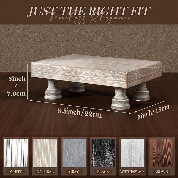 EOSAHR Farmhouse Fir Wood Risers for Decor on Coffee Table - Risers Display Stands for Stylish Home Decor - Perfect for Plant Stand & Perfume Organizer (Natural Wood, 8.5")