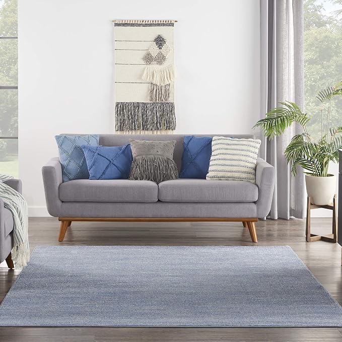 Nourison Home Nourison Essentials Blue Grey 5' x Square Area Rug - Easy Clean, Non Shedding, Bed Room, Living Room, Dining Room, Kitchen (5' x Square)