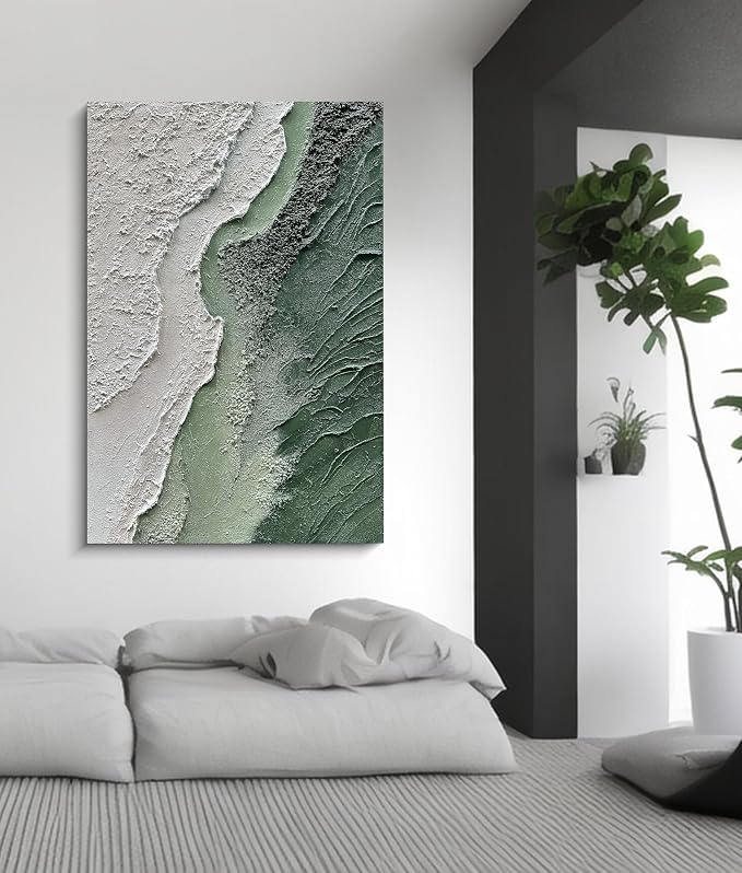 Diathou Art Hand-painted texture decorative painting featuring abstract coastal landscape art oil painting, for home, office corridor wall decoration art 36x24 inches