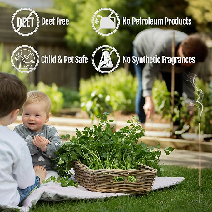 Farm Raised Candles USA Made - Bulk Pack Mosquito Repellent Incense Plant Based Natural Mosquito Gnat's & No See um Outdoor Patio Sticks Mintronella