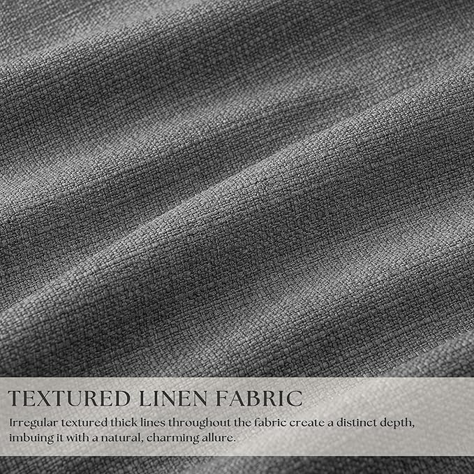Dark Grey 100 Inch Blackout Pinch Pleated Curtains 2 Panel Set for Living Room Darkening Thick Linen Textured 100% Black Out Drapes 100 Inches Long Pinch Pleat Light Blocking Bedroom Charcoal Gray