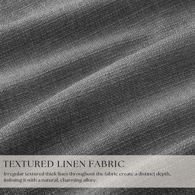 Dark Grey Pinch Pleated Blackout Curtains 102 Inches Long for Bedroom 100% Black Out Thick Linen Dual Layer Pleated Drapes Farmhouse Country Charcoal Gray 102 Inch Curtain for Dining Living Room