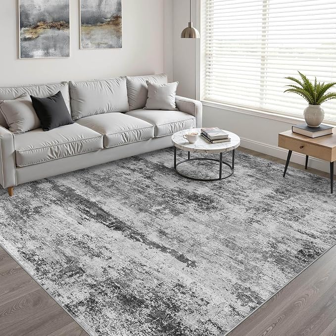 8x10 Area Rugs Living Room: Washable Large Abstract Neutral Modern Soft Rug Stain Resistant Indoor Floor Non-Slip Accent Carpet for Bedroom Nursery Playroom Dining Room Office Dorm Home House Decor
