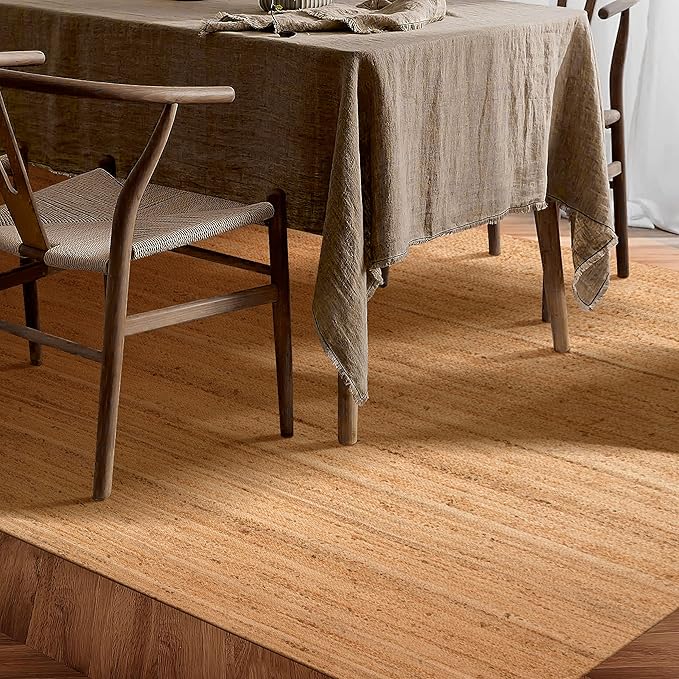 Hausattire Hand Woven Jute Braided Area Rug, 9’x12’ – Natural, Reversible Boho Rugs for Kitchen, Living Room, Bedroom I Farmhouse Decorative Floor Rug, 108x144 Inches