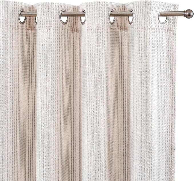 DriftAway 3D Chenille Striped Curtains 102 Inches Long Tweed Linen Textured Light Filtering Woven Embroidered Luxury Soft Drapes for Living Room Bedroom Grommet Privacy 2 Panels W52 x L102 Taupe
