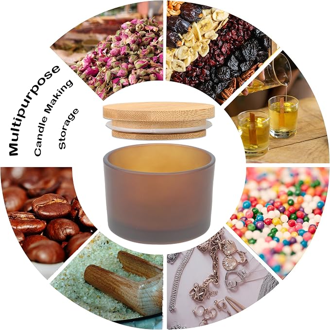 MILIVIXAY 20 Pack 4 OZ Frosted Amber Glass Candle Jars with Lids and Candle Making Kits - Bulk Wide Mouth Small Empty Candle Jars for Making Candles - Spice, Powder Containers.