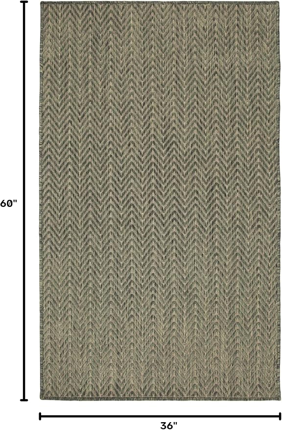 Nourison Home Horizon Indoor/Outdoor Green 3' x 5' Area Rug - Easy Clean, Non Shedding, Bed Room, Living Room, Dining Room, Kitchen (3' x 5')