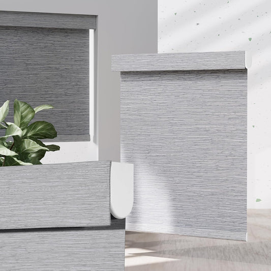 Blackout Roller Shades for Indoor Windows, Cordless Jacquard Fabric-Matched Roller Blinds, Easy to Install Privacy UV Protection Roll Up Blinds for Home Office, Grey, 27" W x 72" H