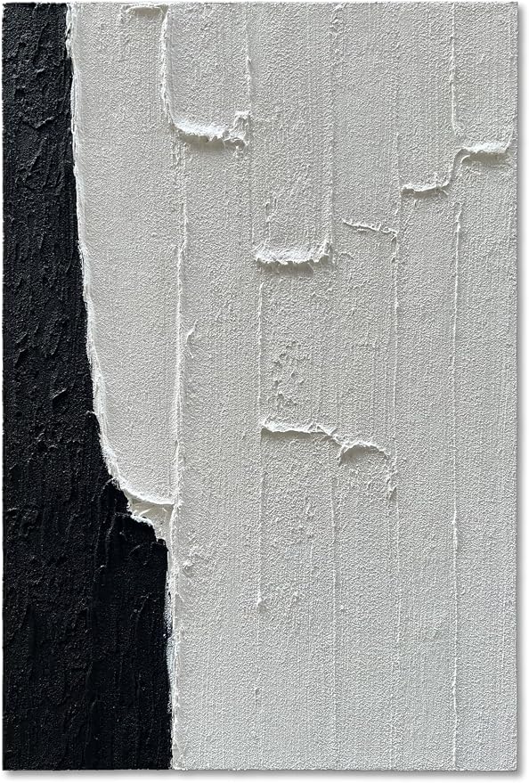 NANKAI Art 36x24-inch Hand-Painted Black and White Texture Decorative Paintings Contemporary Minimalist Abstract Oil Paintings, Home Living Room, Corridor and Wall Art
