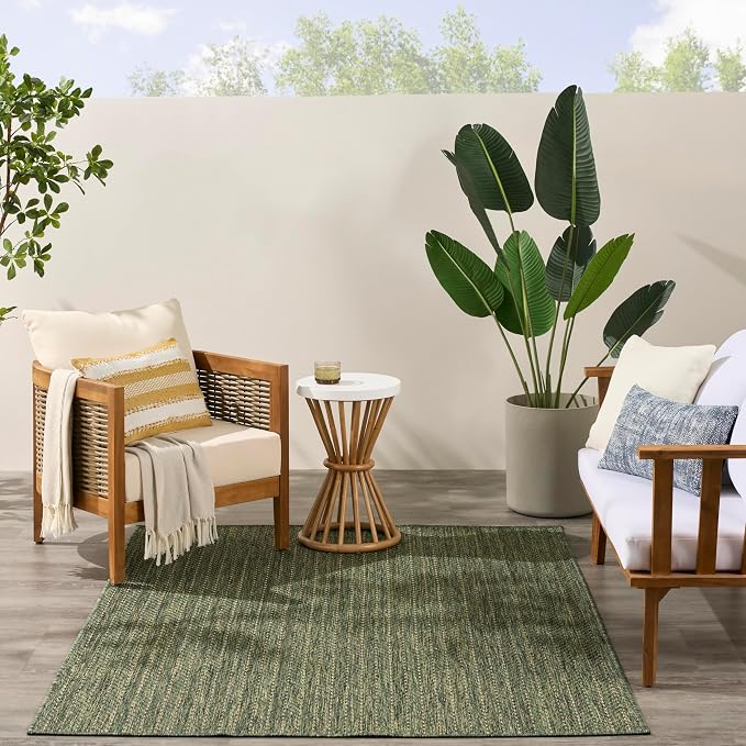 Nourison Home Horizon Indoor/Outdoor Green 4' x 6' Area Rug - Easy Clean, Non Shedding, Bed Room, Living Room, Dining Room, Kitchen (4' x 6')