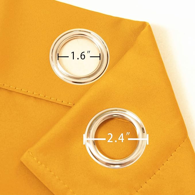 LEMOMO Yellow Thermal Blackout Curtains/38 x 63 Inch/Set of 2 Panels Room Darkening Curtains for Bedroom