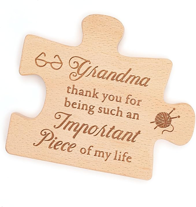 Engraved Block Puzzle Gift for Grandma for Birthday, Christmas, Grandparents day, Mothers Day Gifts for Grandma, Delicate Grandma Birthday Gifts from Granddaughter, Grandson