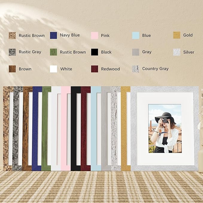 Picrit 18x24 Picture Frame Set of 12, Display Photos 16 x 20 with Mat or 18 x 24 without Mat, Wall Gallery Poster Frames Display for Home Decor, Gold