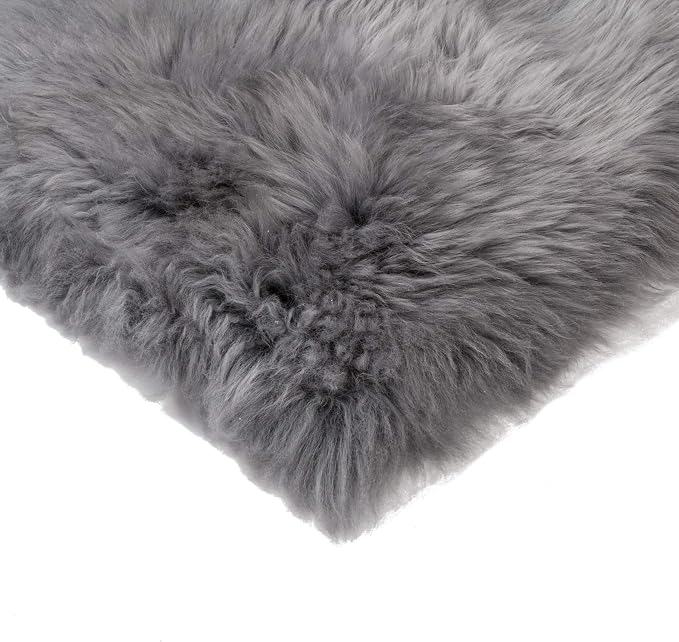 Natural Sheepskin Chairpad with Non-Slip Backing | 100% Real New Zealand Wool Sheepskin for Car Seat, Accent Chair, or Vanity Chair, Grey 1 Count (Pack of 1)