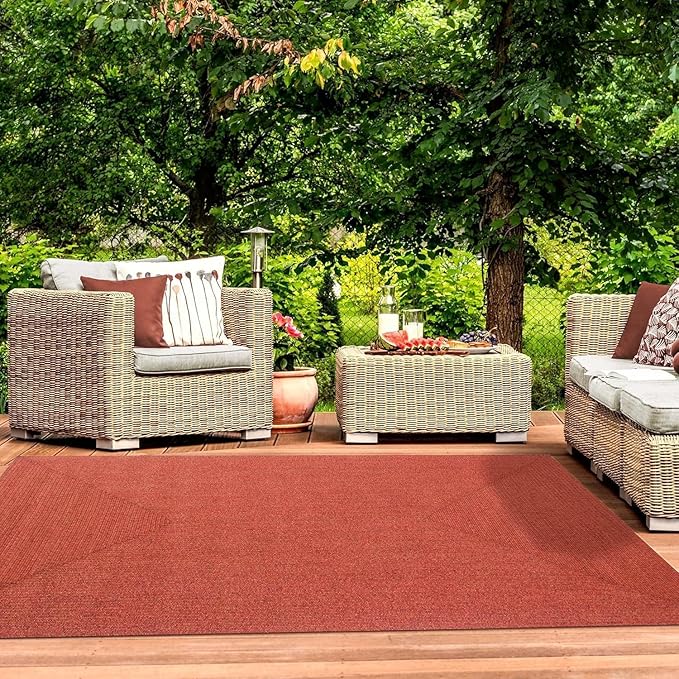 Superior Indoor/ Outdoor Large Area Rug, Reversible Braided Home Floor Decor for Living Room, Kitchen, Entryway, Patio, Front Porch, Deck, Modern, Boho, Farmhouse Style, 3' x 5', Brick