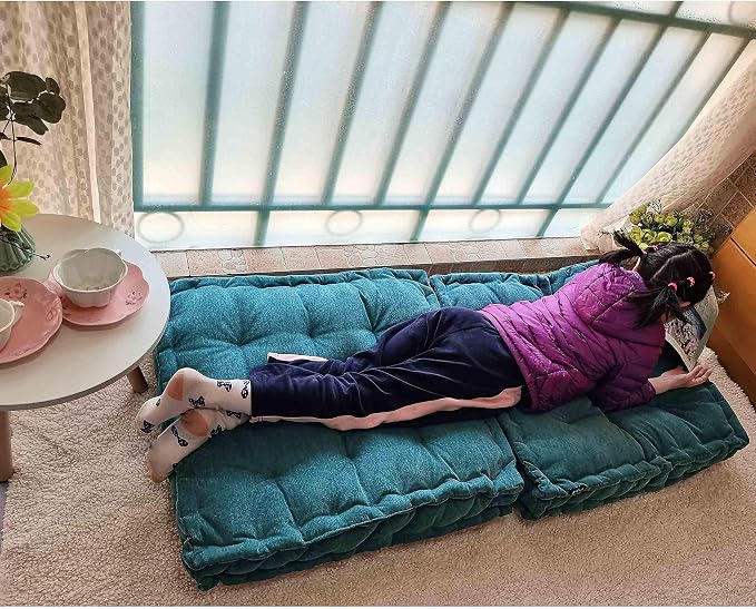 Verpert Floor Pillow 25x25 Inch, Square Meditation Cushion Floor Seating for Adults, Oversized Tufted seat Cushion Reading Nook for Kids, Yoga Meditation Pillow for Sitting on Floor (Turquoise)