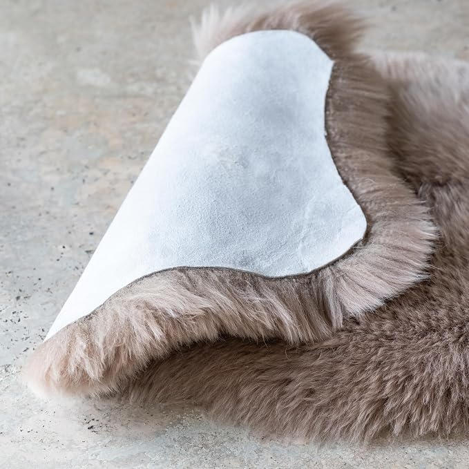 Premium Duo 100% Genuine Sheepskin Area Rug 2x6 ft – Luxurious Soft & Fluffy Lambskin Rug for Bedroom or Living Room – Made in Argentina (Beige)