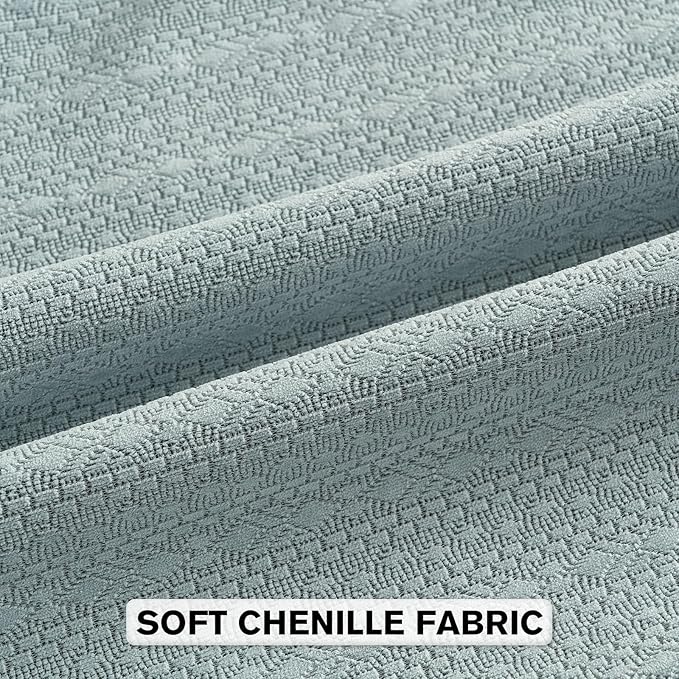FUTEI Dusty Blue Chenille Throw Pillow Covers 22x22 Inch Set of 2,Soft Striped & Diamond Textured Cushion Cases,Modern Home Decor for Couch Living Room