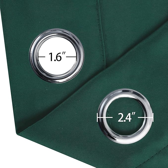 LEMOMO Dark Green Thermal Blackout Curtains/52 x 95 Inch/Set of 2 Panels Room Darkening Curtains for Bedroom