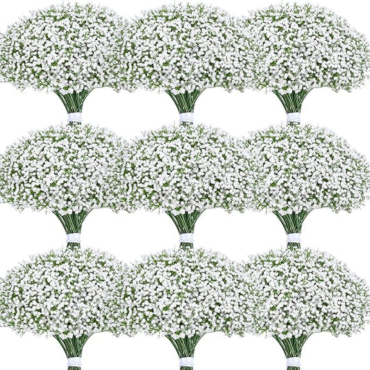 Yastouay Babys Breath Artificial Flowers, 60 Pcs White Baby Breath Flowers Artificial Bulk, Real Touch Fake Babys Breath Gypsophila for Wedding Party Bouquet Floral Arrangement Home Decor