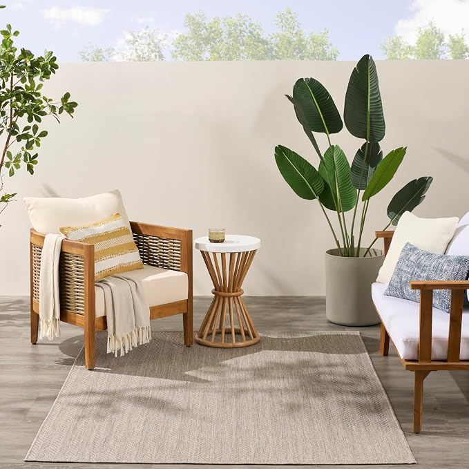 Nourison Home Horizon Indoor/Outdoor Grey 5' x 7' Area Rug - Easy Clean, Non Shedding, Bed Room, Living Room, Dining Room, Kitchen (5' x 7')