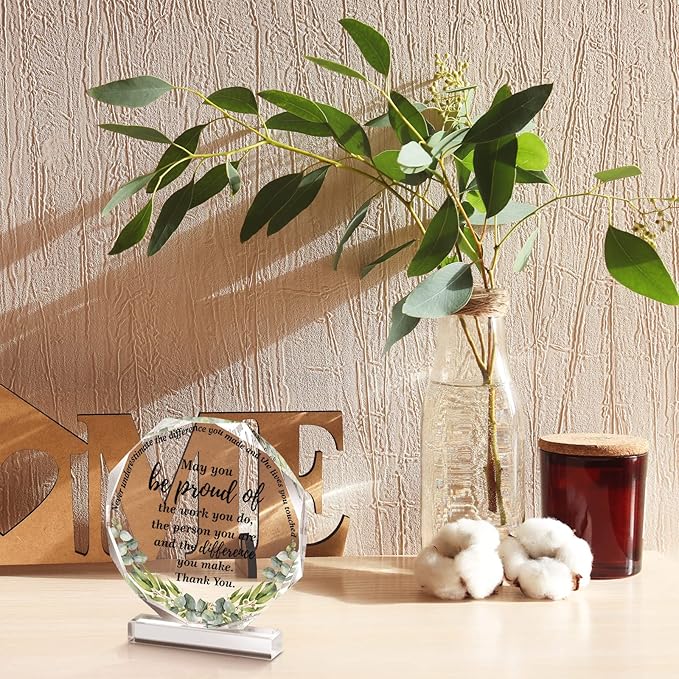 Yinder Thank You Gifts for Women Appreciation Gifts for Coworker Employee Nurse Teacher Leader Boss Inspirational Quotes Acrylic Desk Decor for Home Office Farewell Retirement