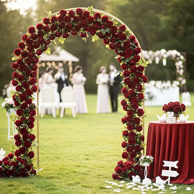 Auihiay 104PCS Burgundy Roses, Vivid Silk Velvet Artificial Roses, Lifelike Faux Roses for Bridal Bouquet, Home Decor, Valentine's Day, Wedding Centerpieces, Engagement Party