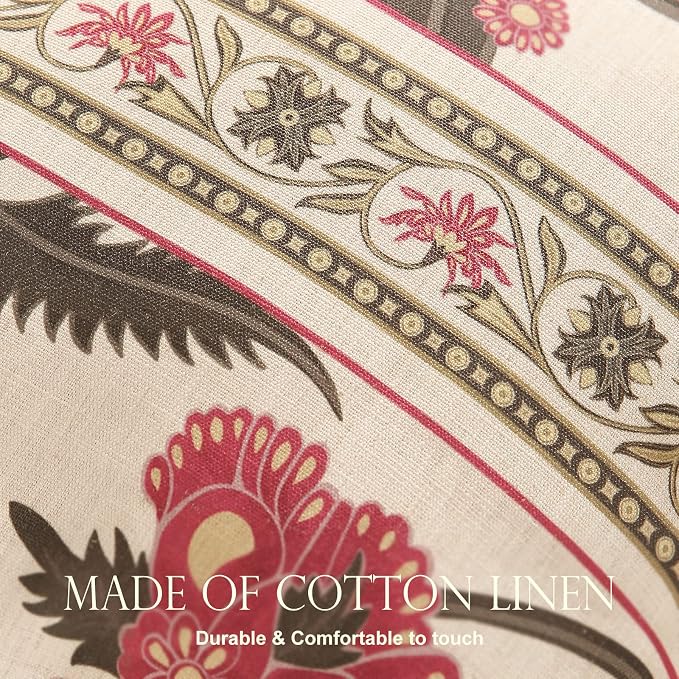 patdrea Vintage Linen Throw Pillow Cover,12"x20",Set of 2-Schumacher E | Elegant French Decorative Pillow Case,Bird Pattern with Fringe Trim,Cushion Coverfor Couch Living Room Bedroom Sofa