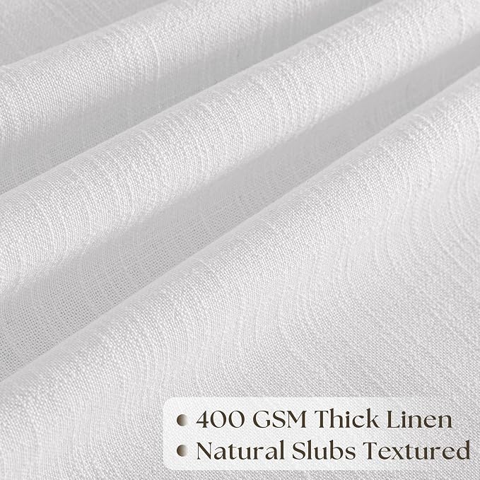Extra Wide Pinch Pleated Linen Curtains 90 Inches Long 100 Inch Width for Living Room Bedroom Light Filtering White Semi Sheer Pleat Window Curtain Pinch Pleated Drape with Hooks Rings 1 Panel 100x90